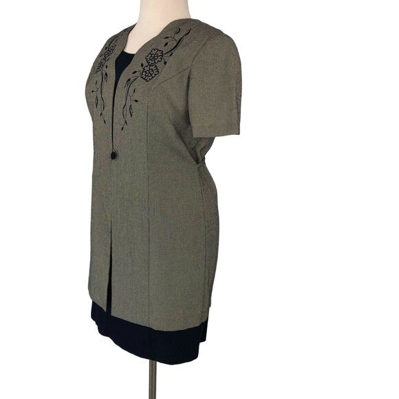 Miss Dorby Career Shift Dress Knee Length Herringbone Lagenlook Size 16P - Picture 7 of 10